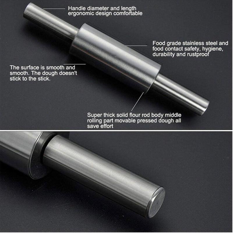 Pastry Rolling Pin Stainless Steel Dough Roller