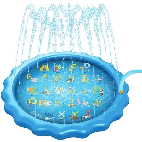 Splash Pad For Kids, 68 Outdoor Party Sprinkler Pool for Boys and Girls